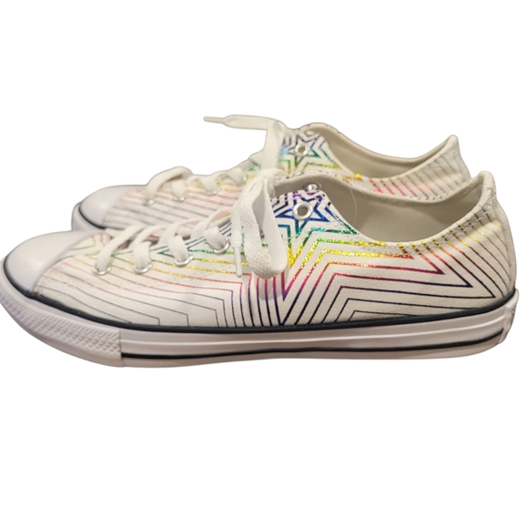 Converse Chuck Taylor All Star Ox "All Of The Stars" Rainbow Womens Sz 6 White - Picture 1 of 8